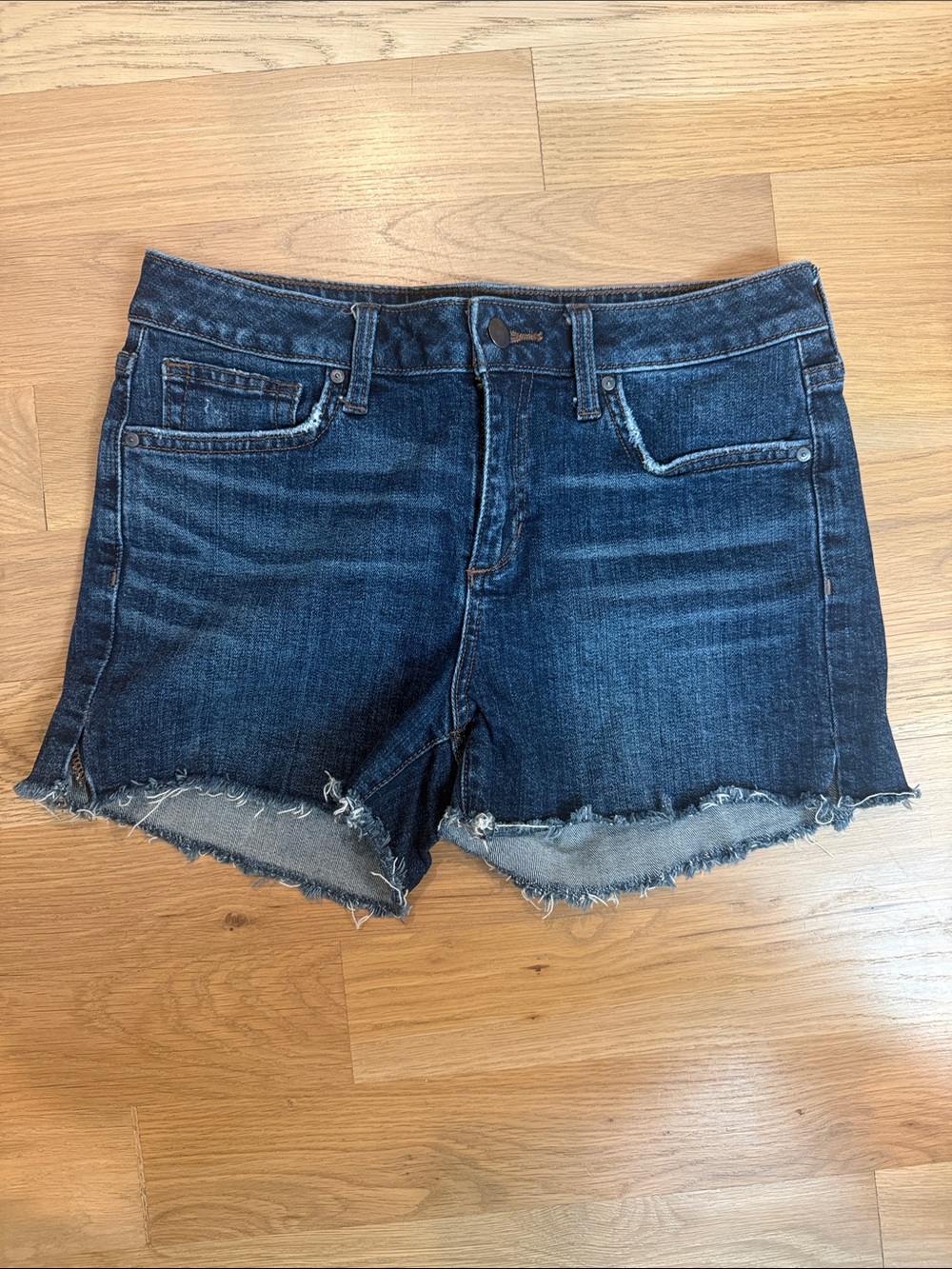 Joe’s Dark Wash Denim Frayed Hem Shorts